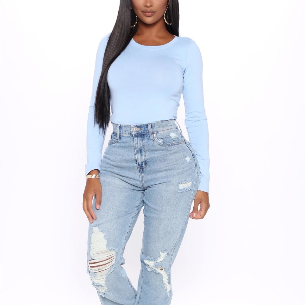 Julia Long Sleeve Top - Light Blue - Picture 2 of 7